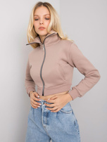 Ciemnobeżowa krótka rozpinana bluza dresowa Ann RUE PARIS 