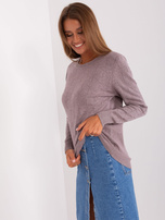 Hurt schmutzig-lila klassischer Pullover mit Baumwolle.