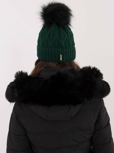 Hurt Ciemnozielona zimowa czapka z pomponem RUE PARIS