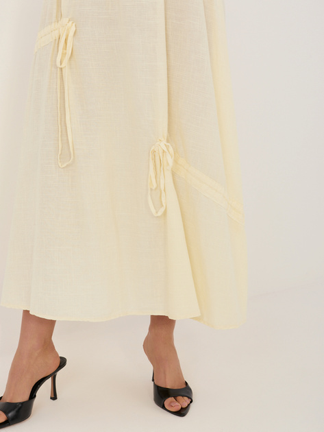 Jasnożółta długa spódnica z domieszką lnu