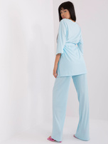 Hurt light blue casual set with an oversized blouse.