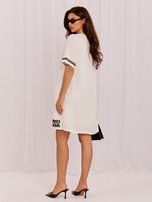 Ecru letnia sukienka z domieszką lnu