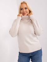 Hurt Jasnobeżowy damski sweter plus size z rozcięciami