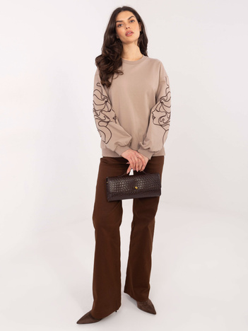 Ciemnobeżowa damska bluza bez kaptura