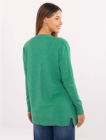 Green women's cardigan without fastenings.