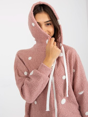 Hurt Brudnoróżowa pluszowa bluza rozpinana w kropki 