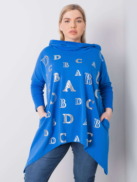 Ciemnoniebieska bluza plus size z kapturem Aina