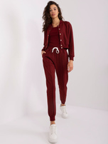 Hurt Bordowy damski komplet dresowy z bluzą bomberką