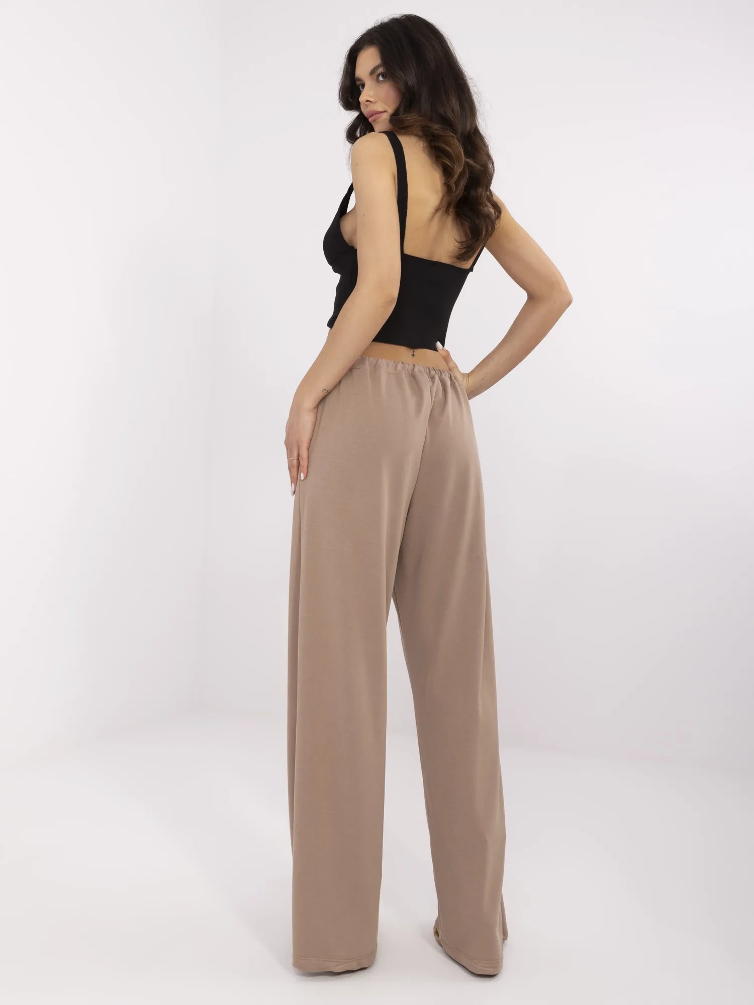 Dunkelbeige Basic Sweatpants mit Naht.