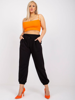 Czarne spodnie dresowe plus size z wysokim stanem Ainhoa