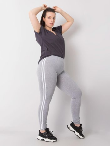 Šedé melírované legíny bavlněné plus size Millie.