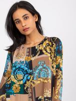 Czarno-beżowa luźna bluzka z printami Amaya