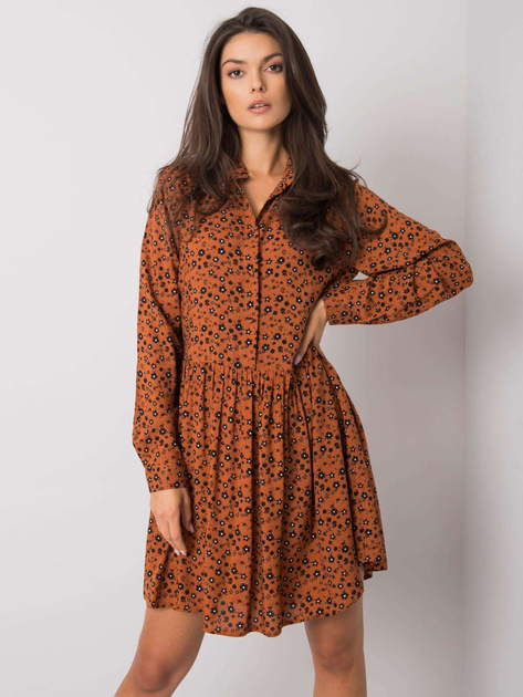Brązowa sukienka z printami Rima FRESH MADE