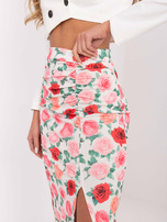 Hurtownia Ecru-czerwona midi spódnica z rozcięciem