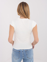 Ecru damski top basic z domieszką wiskozy 