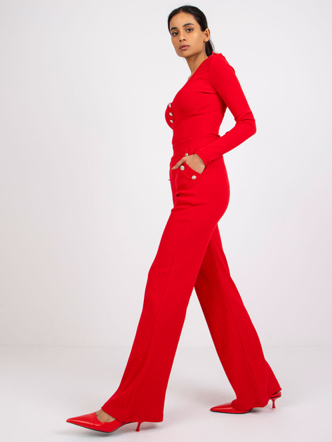 Czerwony casualowy komplet w prążek Penelope RUE PARIS