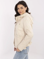 Beżowa przejściowa kurtka z odpinanym kapturem