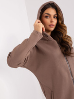 Hurt Brązowa długa bluza dresowa z kieszeniami