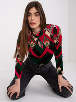 Zielono-różowa bluzka z weluru we wzory Pari 