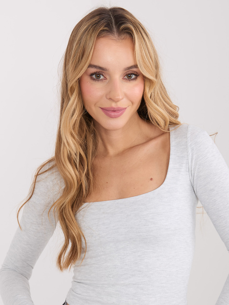 Jasnoszara damska bluzka basic z bawełny