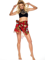 Hurt Czerwona chusta w kwiaty z bawełny