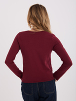 Bordowa damska bluzka basic z bawełny 