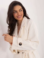 Ecru damski płaszcz z kieszeniami RUE PARIS 