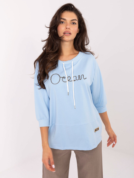 Jasnoniebieska damska bluzka z bawełny