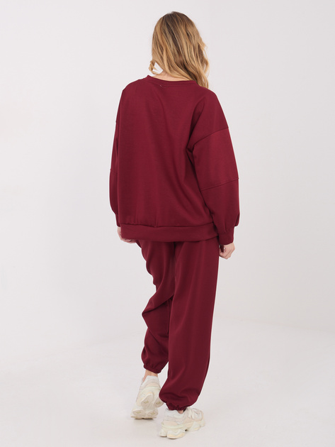 Bordowy komplet ze spodniami joggerami