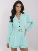 Miętowy krótki kombinezon z zapięciem na guziki