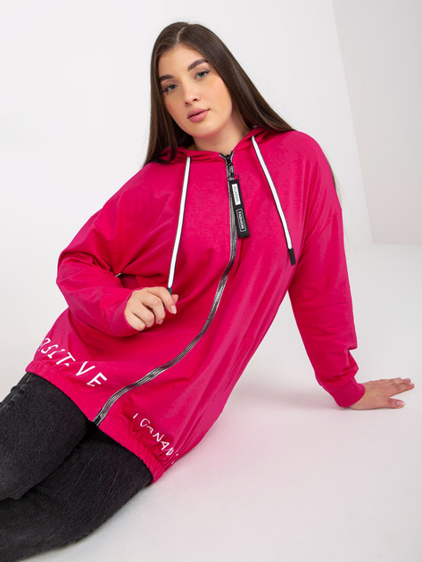 Hurtownia Fuksjowa rozpinana bluza plus size z kapturem