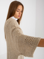 Hurt Beżowy długi ażurowy kardigan z wełną OCH BELLA