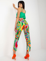 Hurt Zielone damskie spodnie cygaretki z paskiem