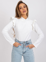 Biała bluzka welurowa z falbanami Eugenie