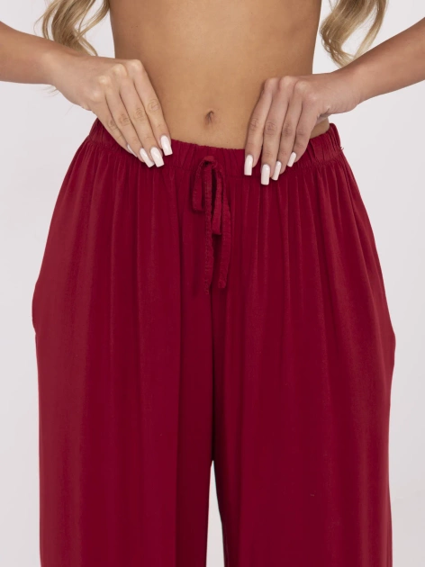 Bordowe letnie spodnie z wiskozy