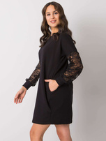 Black dress with lace sleeves Alexxie RUE PARIS