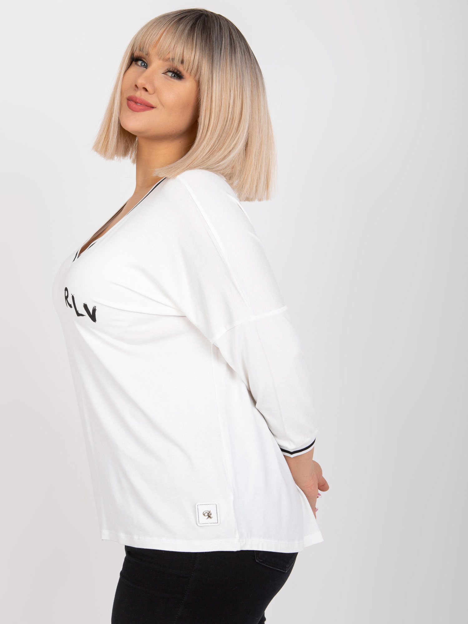 Ecru bavlněná blůza plus size Marianna.