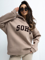 Ciemnobeżowa bluza oversize z ociepleniem RUE PARIS