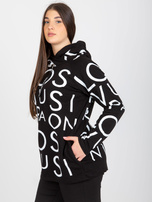 Hurt schwarze Damen Sweatshirt Plus Size mit Kapuze und Buchstaben.