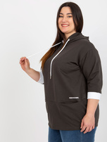 Hurt Khaki medvilninė plus size palaidinė su 3/4 rankovėmis.