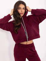 Bordowy damski komplet z aplikacjami RUE PARIS