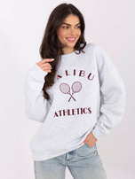 Jasnoszara bluza oversize z haftowanym napisem