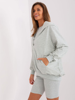 Light gray melange three-piece set with a top.
