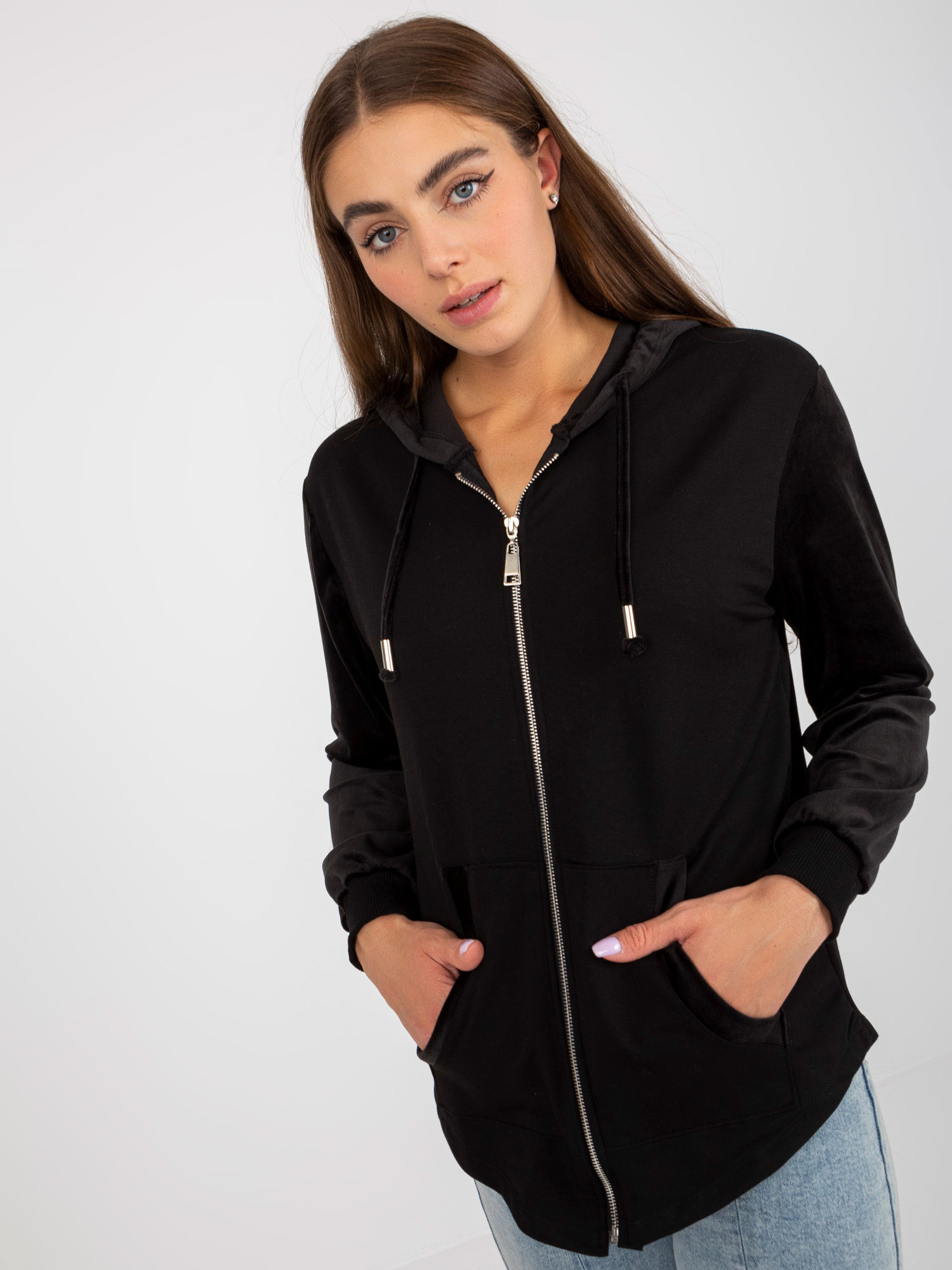 Online-Großhandel schwarze Damen Kapuzenjacke