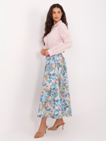 Světle modrá midi sukně s květinami RUE PARIS.