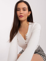 Hurt Ecru bluzka z guzikami przy dekolcie BASIC FEEL GOOD