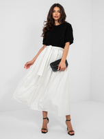 Ecru midi spódnica z kieszeniami