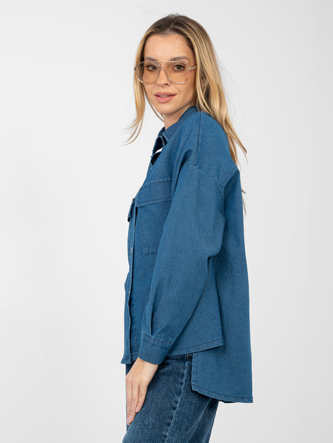 Niebieska jeansowa koszula z dłuższym tyłem