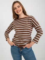 Hurt Brązowo-biała bawełniana bluzka BASIC FEEL GOOD