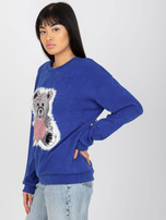 Hurt Ciemnoniebieski sweter klasyczny z cekinową aplikacją 